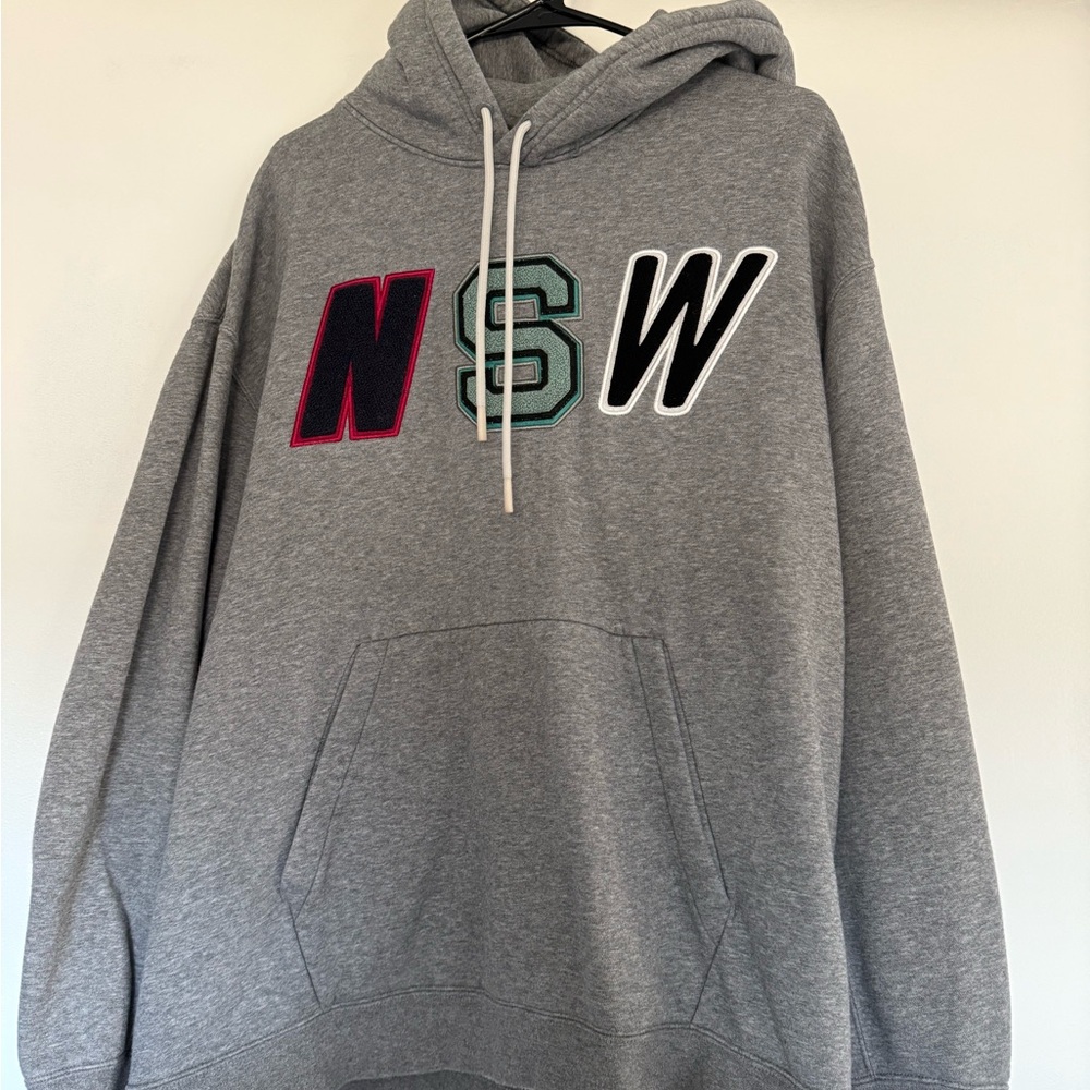 Nike Gray NSW Hoodie with Multicolor Letters